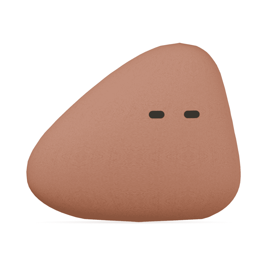 Winnie, a terracotta pebble with two quiet eyes